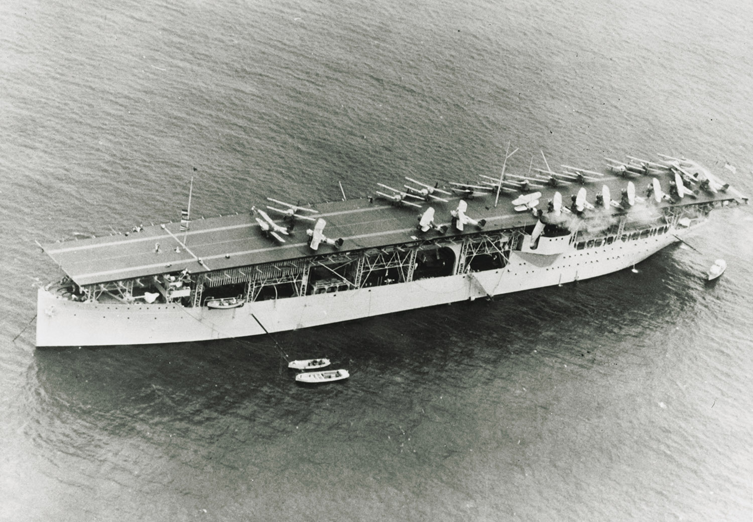 VE-7s of Fighting Squadron (VF) 6 aboard USS Langley (CV 1) circa 1927. VE-7s of Fighting Squadron (VF) 6 aboard USS Langley (CV 1) circa 1927.